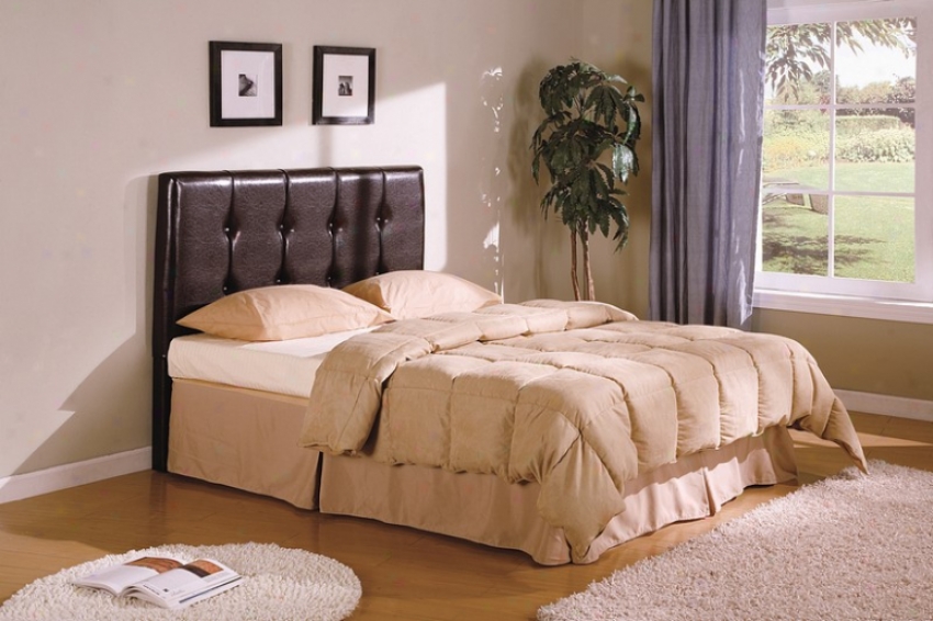 Button-tufted Design Queen Size Brown Leatherette Headboard
