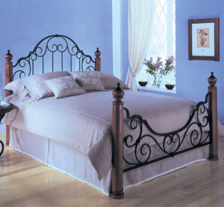 California King Bed With Frame - Riviera Mediterranean Design In Gun Metal And Acorn Finishh
