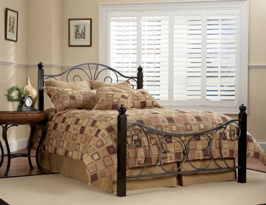 California King Metal And Wood Bed With Frame - Monaco Transitional Design In Ebony End