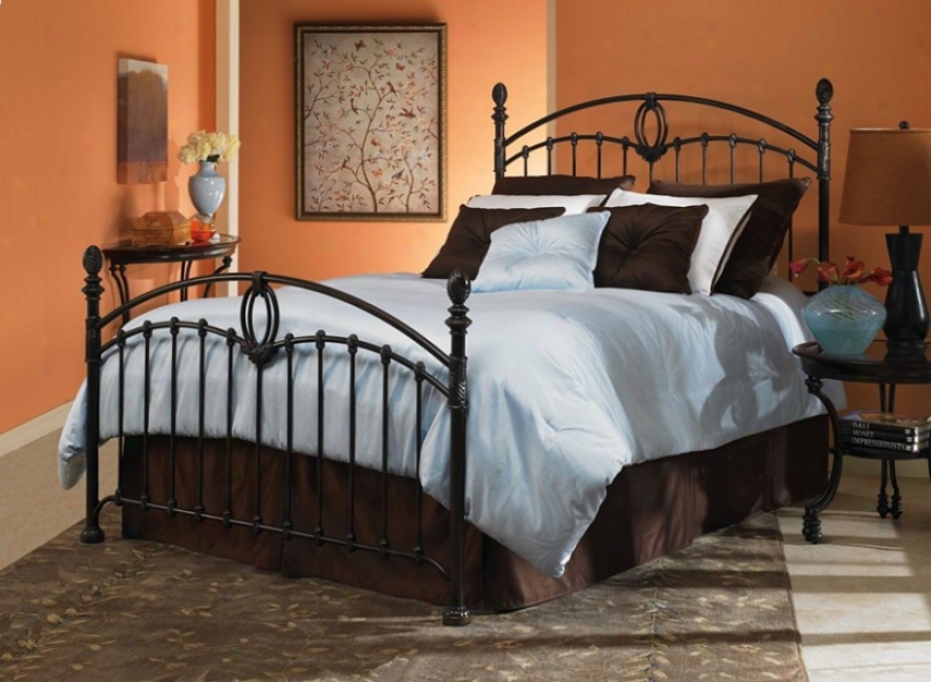 California King Metal Bed With Frame - Coronado Transitional Design In Tarnished Copper Finish