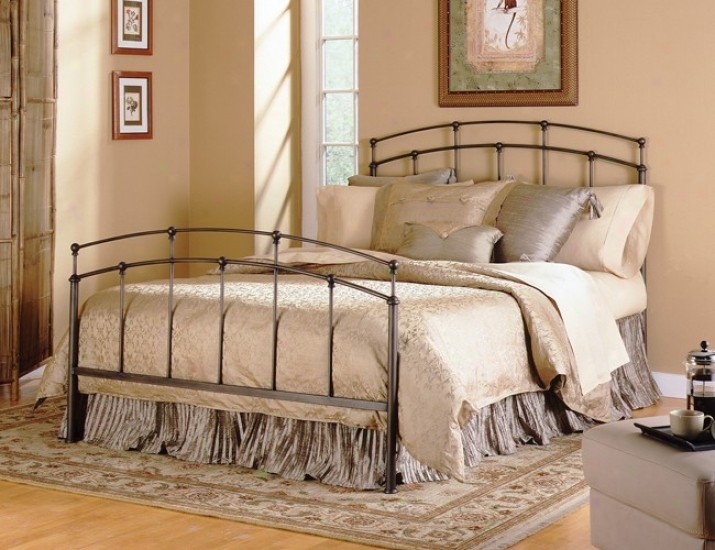 California Relationship  gMetal Bed With Frame - Fenton Transitional Intention In Black Walnut Finish