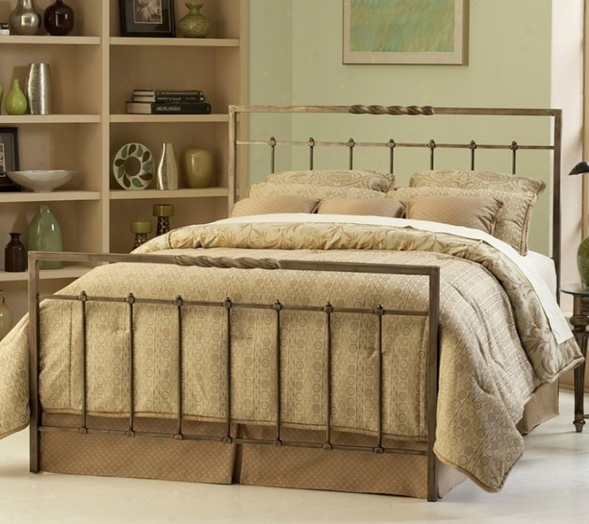 Califorbia King Metal Bed With Frame - Helix Contemporary Design In Copper Chrmoe Finish