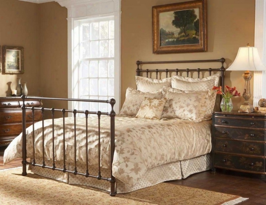 California King Metal Bed With Frame - Langley Transitional Design In Copper Pennu End