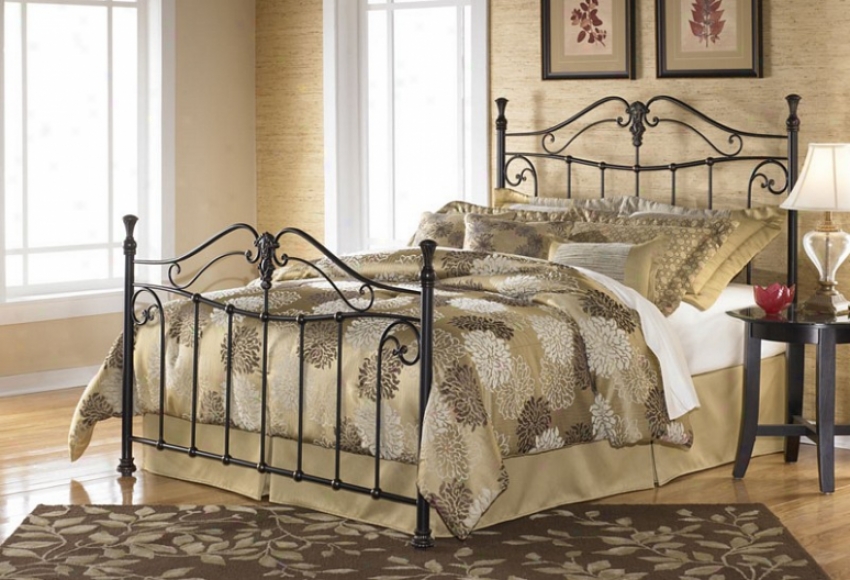 California King Metal Bed With Frame - Lenore Traditional Design In Gilded Bronze Finish