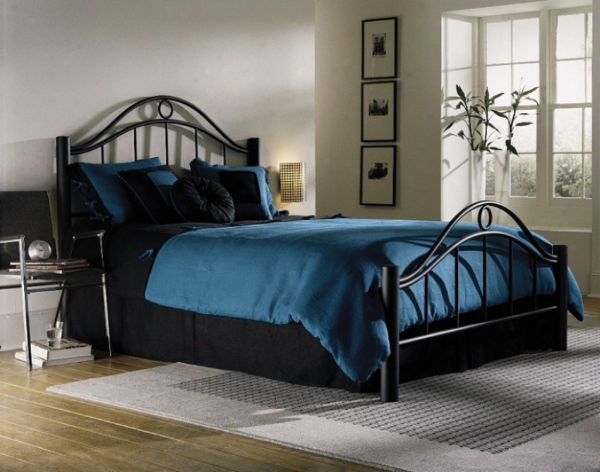 California King Metal Bed With Skeleton - Linden Casual Design In Ebony Finish