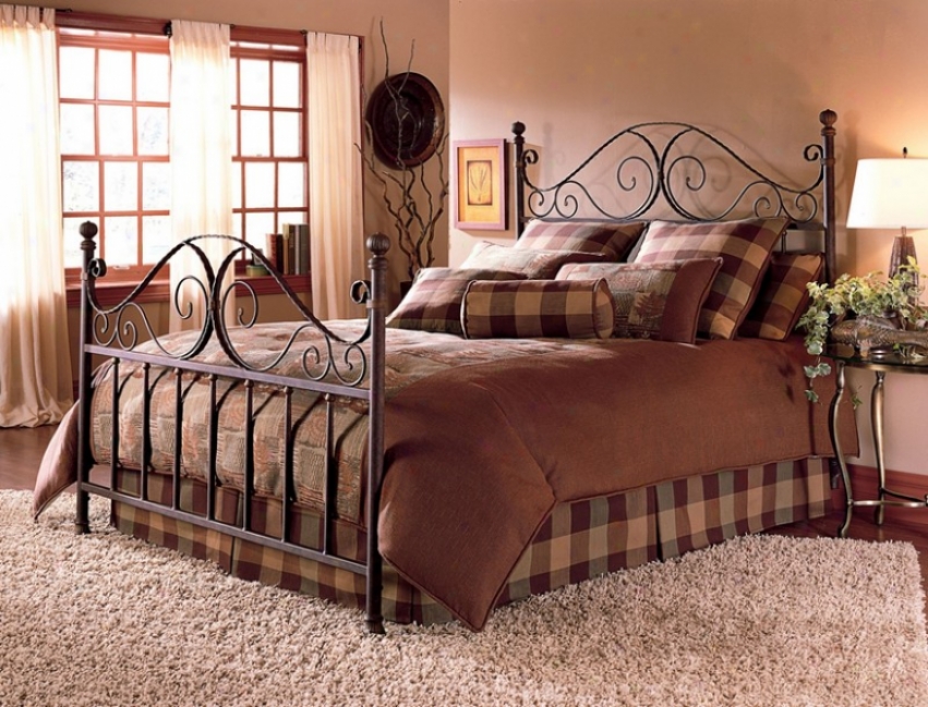 California King Metal Bed With Frame - Roma Tradotional Design In Afed Rust Finish