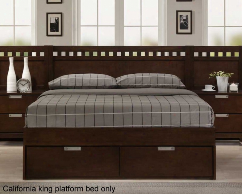 California King Platform Wall Bed With Storage Footboard In Cherry