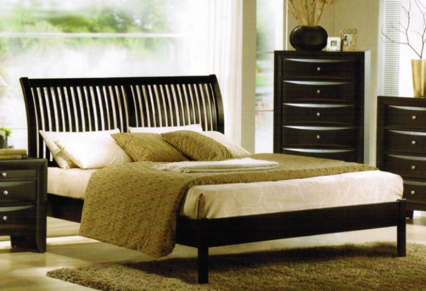 California King Size Bed - Black Finish