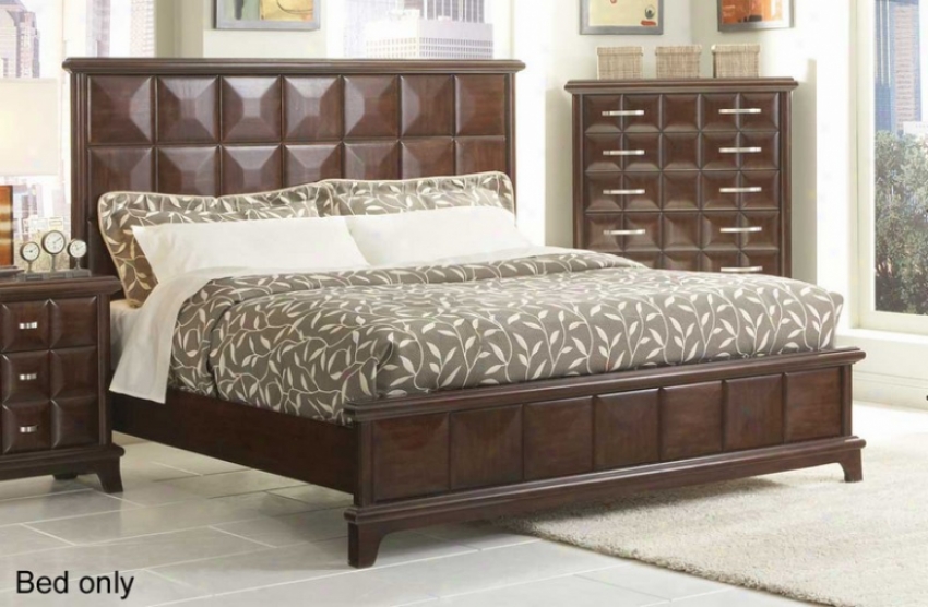 California King Size Bed Diamond Square Pattern In Dark Chocokate