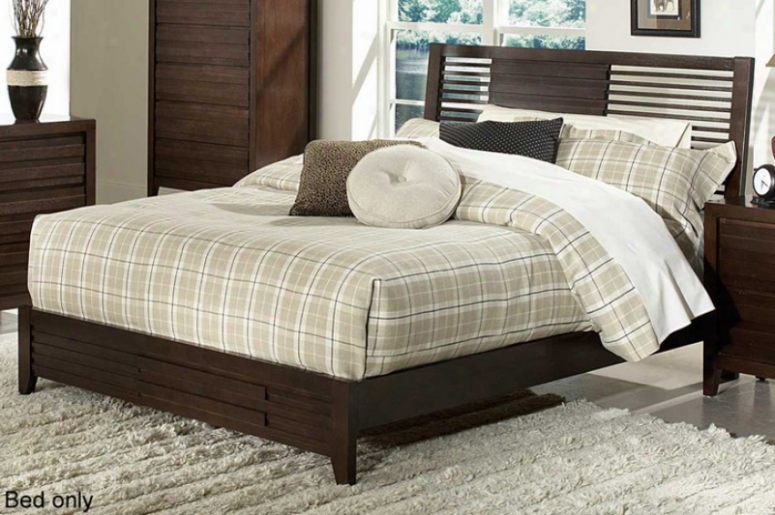 California King Size Bed Horizontal Slat Headboard In Espresso