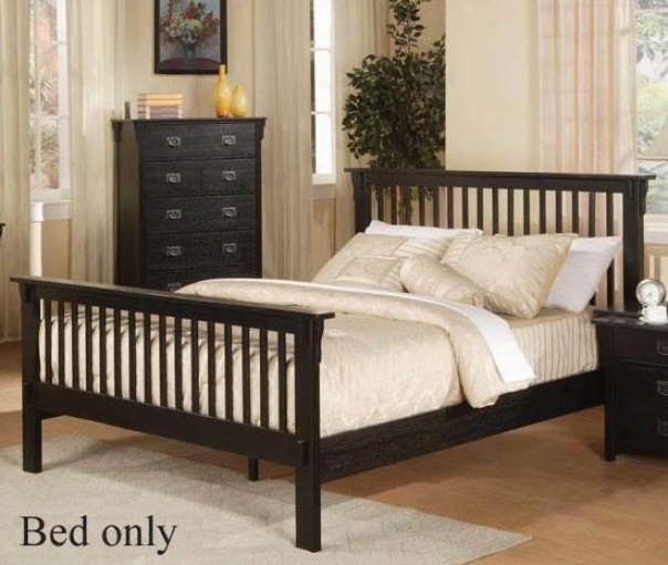 California King Size Bed Mission Style In  Black Finish