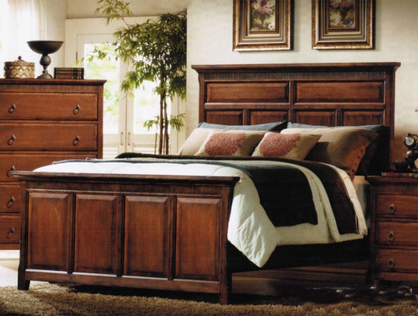 California Sovereign Size Bed Mission Style In Oak Finish