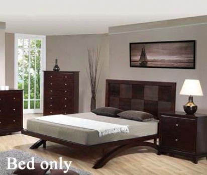 California King Size Bed With Checke Design Espresso Finish