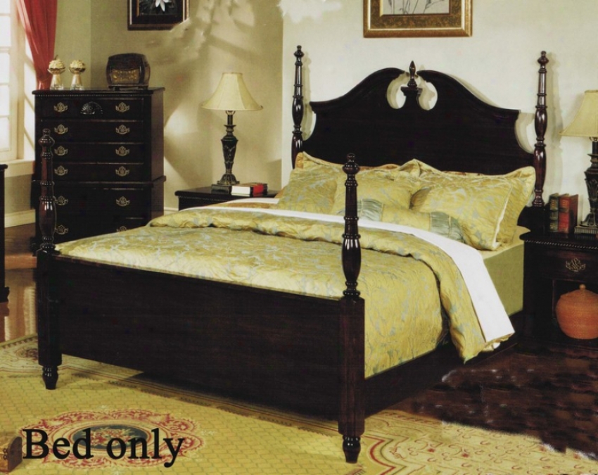 California King Size Bed With Four Posts In Dark Cherry Finish
