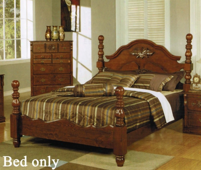 California King Size Bed With Four Posts In Walnut Finish