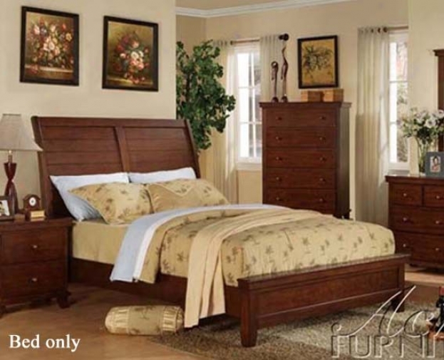 California King Size Bed With High Headboard In Cherry Finish