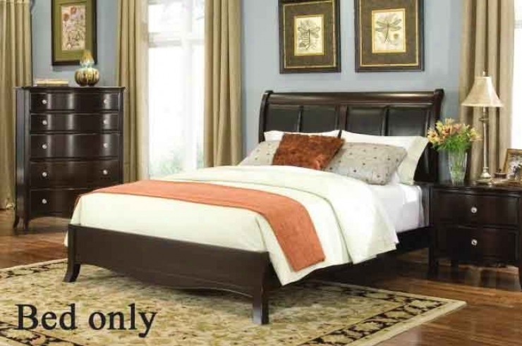 Cslifornia King Size Bed With Padded Headboard In Espresso Finish