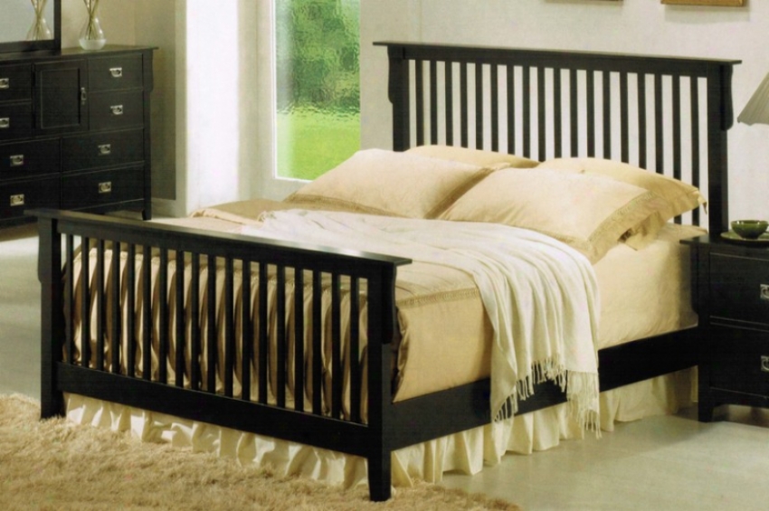 California Sovereign Size Bed With Slat Design In Black Finish