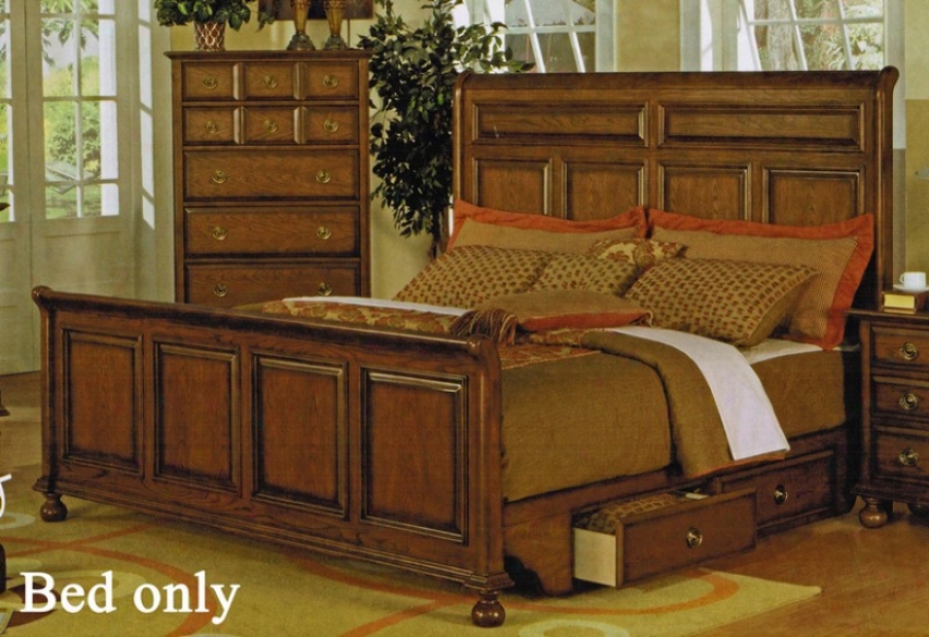 Californja King Size Bed With Storage Drawers In Oak Finish