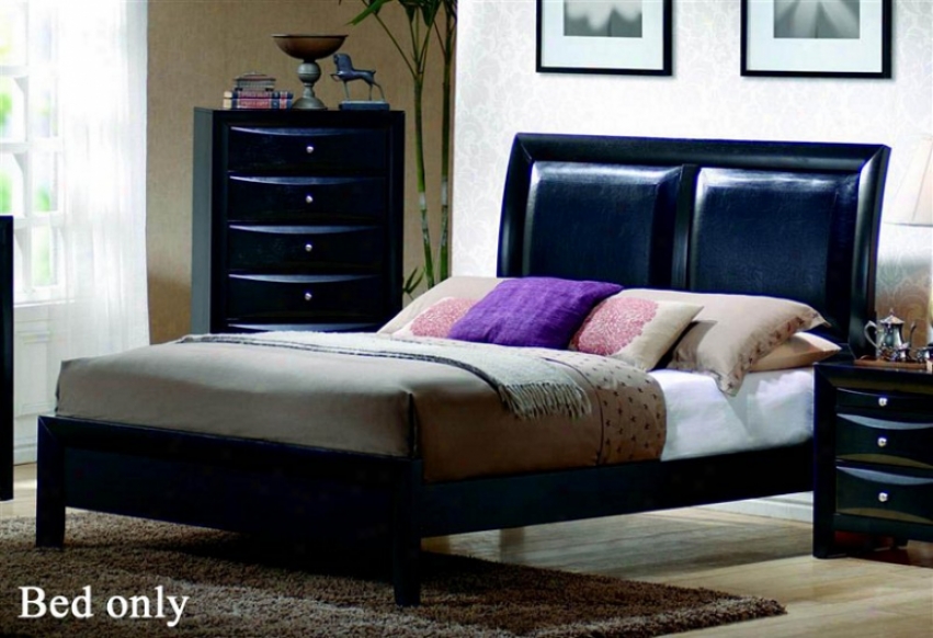 California King Size Platform Bed In Glossy Black Finish