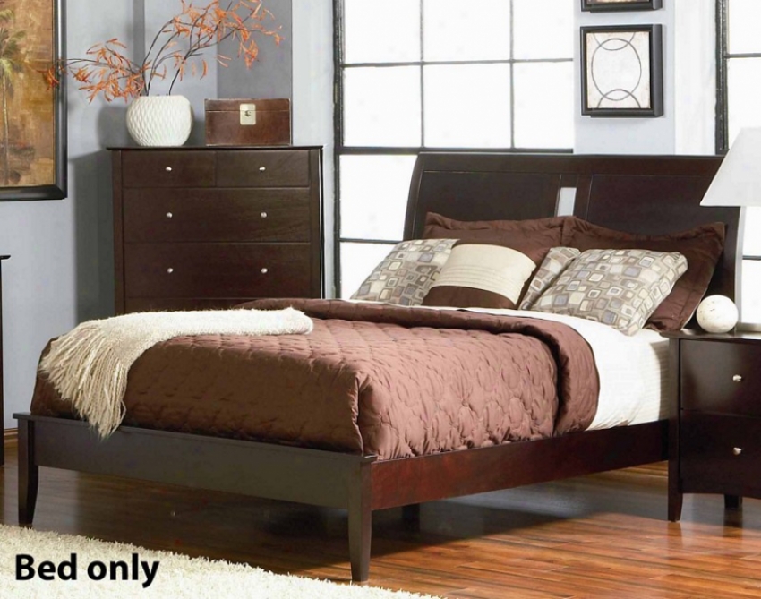 California King Size Platform Bed In Rich Merlot Finish