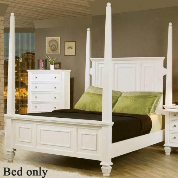 California King Size Poster Bed Cape Cod Style In Whte Finish