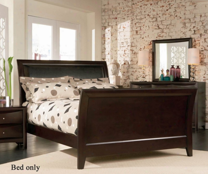 California King Size Sleigh Bed In Cappuccino Finish