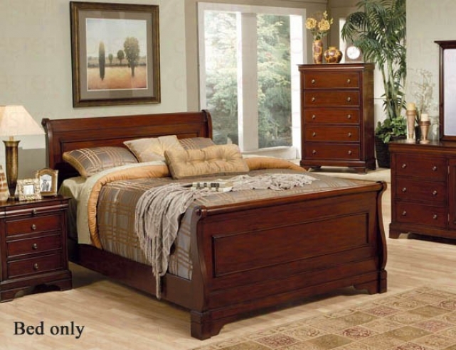 California Sovereign Size Sleigh Bed Louis Philippe Style In Mahogany Finish