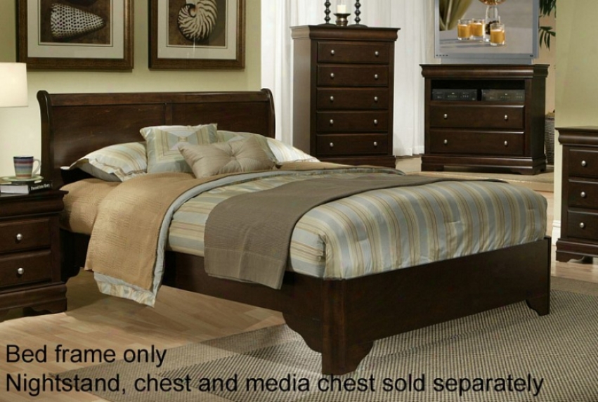 California King Sleigh Bed With Bracket Foot Design In Cappuccino Finish