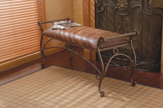 Casa Cristina Bench With Elegant Curved Legs In Copper And Gold Finish