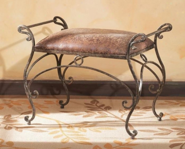 Casa Crisina Bench With Upholstered Seat In Antique Copper Finish