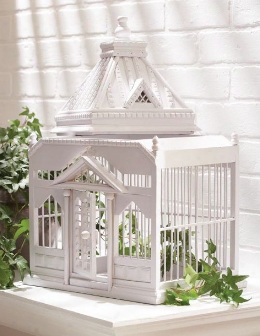 Casa Cristina Birdcage With Carved Design Roof In White Finish