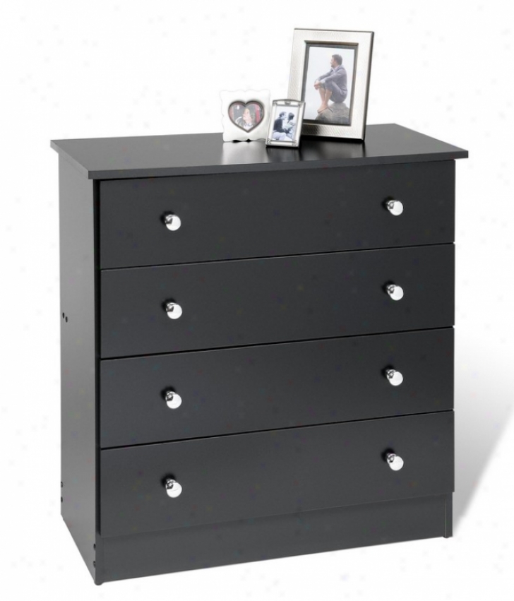 Casual Style Black Finizh 4 Drawer Storage Chest