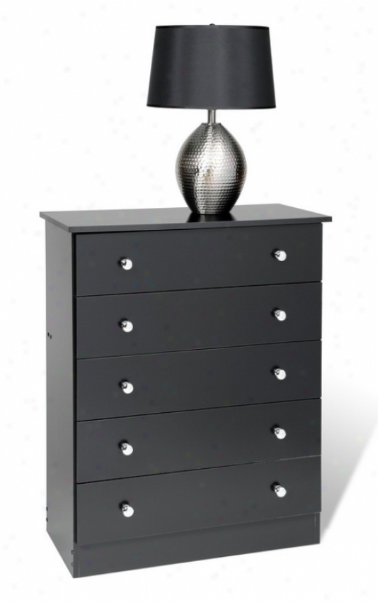 Casial Style Black Finish 5 Drawer Storage Chest