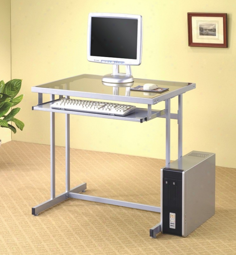 Casual Style Metal & Glass Home Office Computer Desk