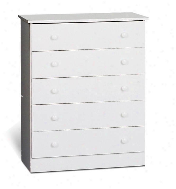 Casual Style White Finish 5 Drawer Storage Chest