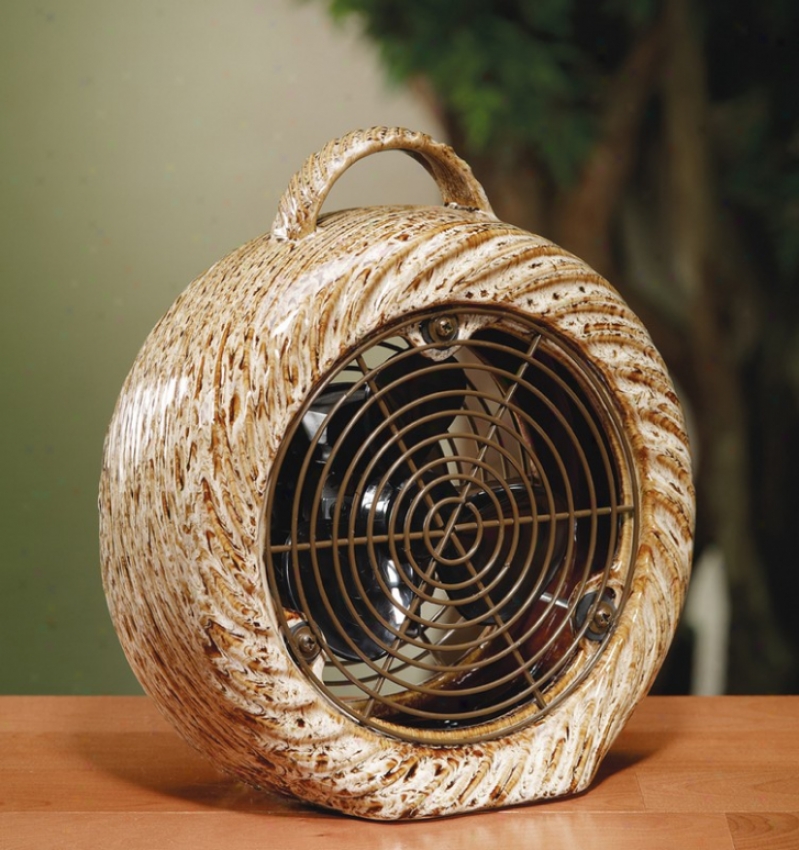 Ceramic Table Fan With Swirl Design In Caramel Finish