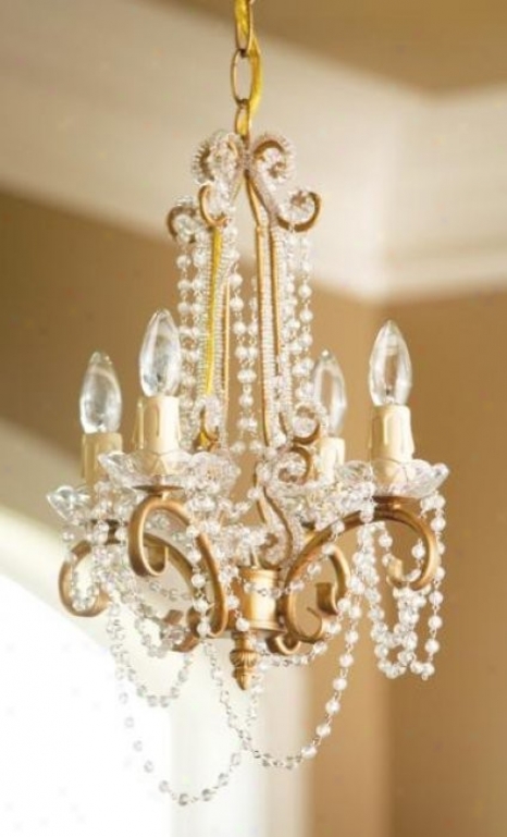 Chandelier With 4 Arm Frame In Antique Gold Finish