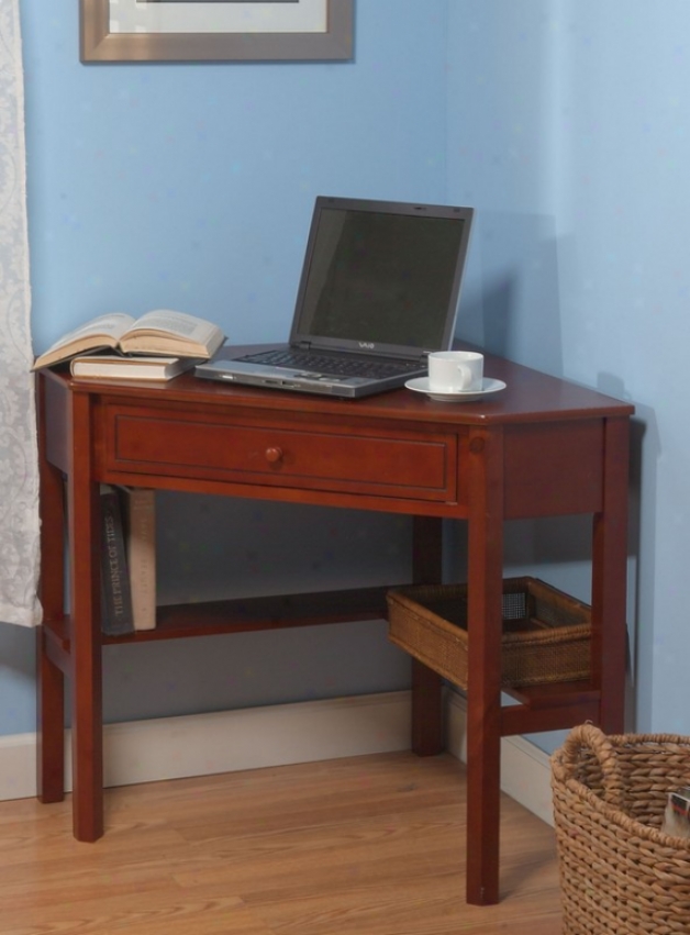 Cherr yFinish Computer Corner Desk With Drawer