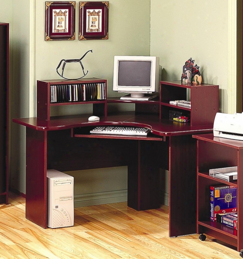 Cherry Finish Corner Computer Desk Office Table Work Station