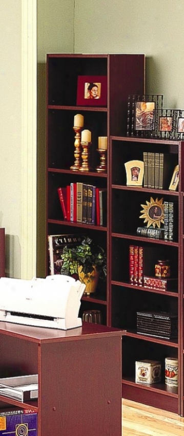 Cherry Finish Home Office Tall Five-shelf Bookcase