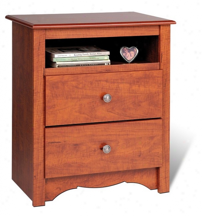 Cherry Finish Monterey Collectioon Tall 2 Drawer Night Stand