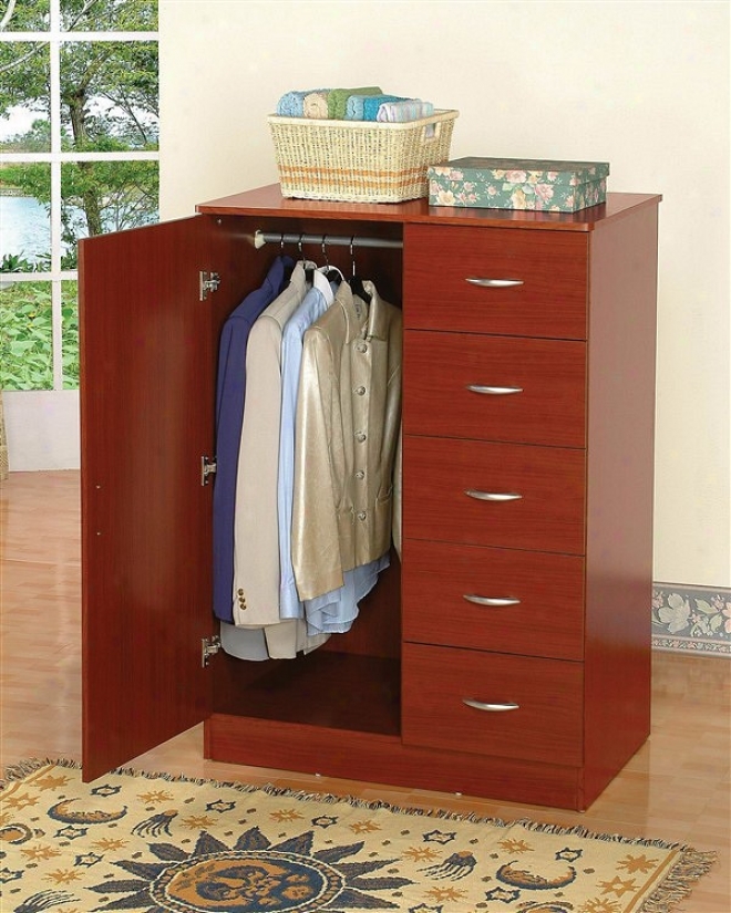 Cherry Flnish Tuxedo Wardrobe Bedroom Storage Dresser