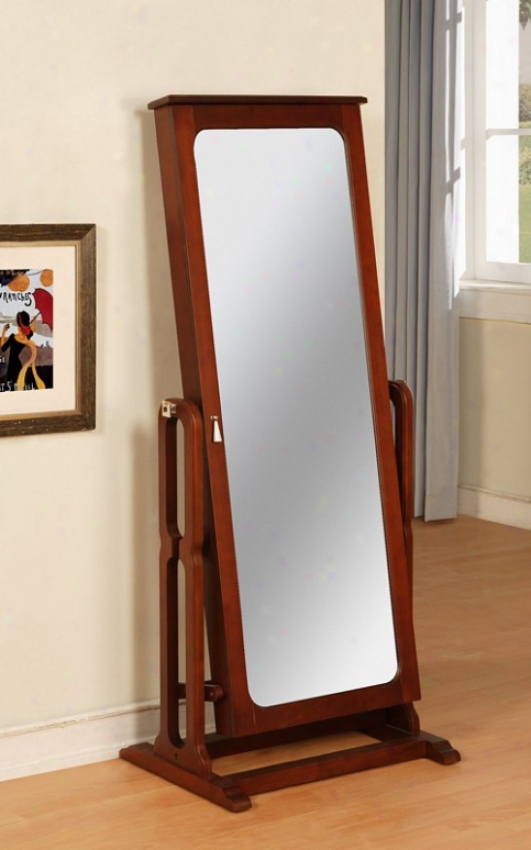 Cheval Jewelry Wardrobe Mirror With Transitional Style In Marquis Cherry Finish