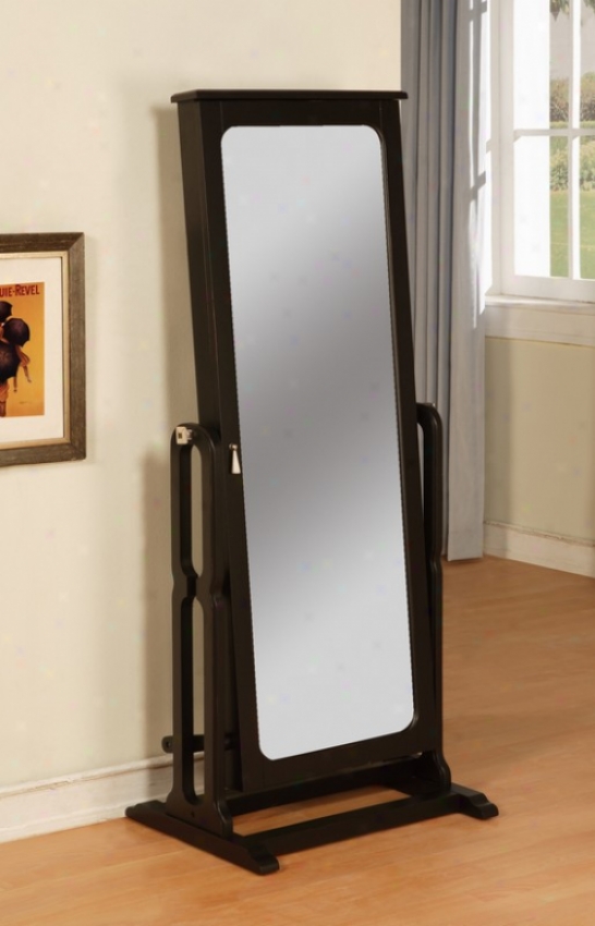 Cheval Jewelry Wardrobe Mitror Through Transitional Style In Antique Black Perfect