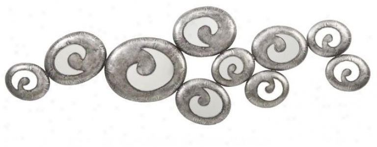 Circle Motif Wall Mirrkr With Mirrors In Antique Silver Finish