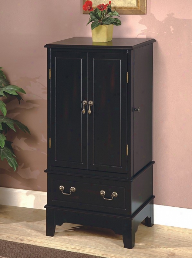 Classic Black Jewels Storage Armoire With Mirror