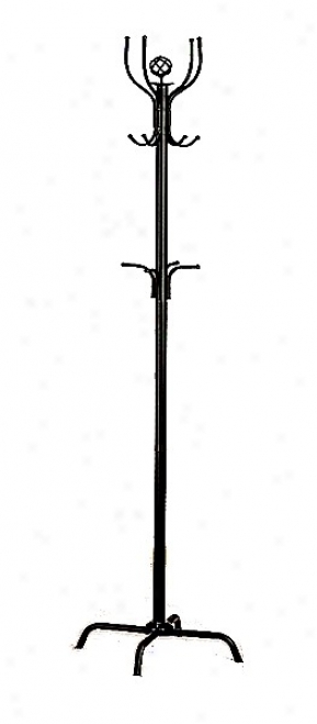 Coat Rack/stand In Satin Black Metal Spider Diction