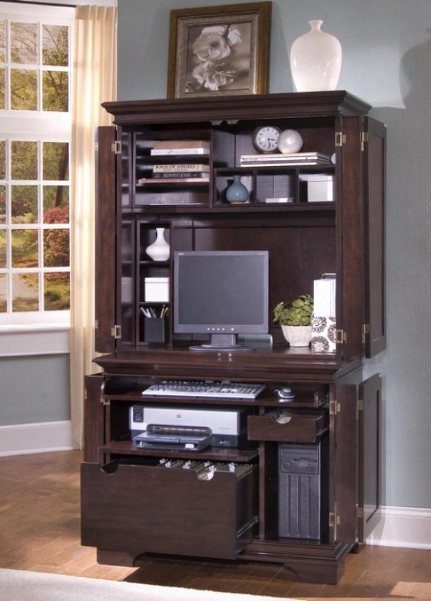 Compact Computer Collection  With Hutch In Cherfy Finish