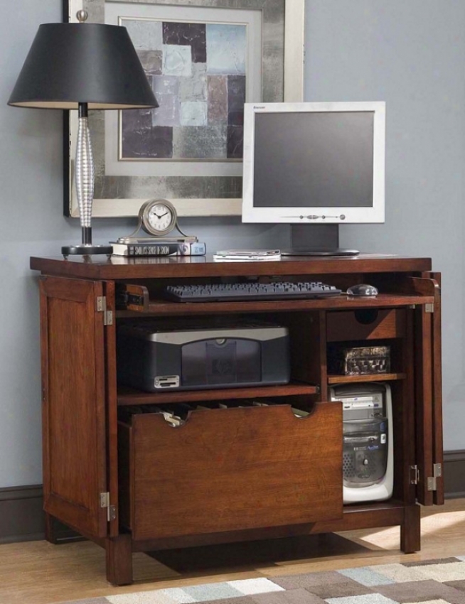 Computer Cabinet Contemporary Style In Cherry Finish